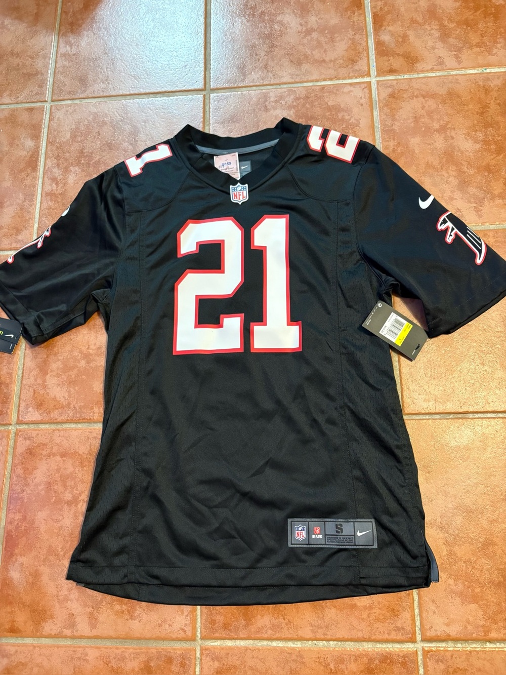 Deion Sanders 1989-92 Atlanta Falcons Jersey Size S  Black And Red Football
